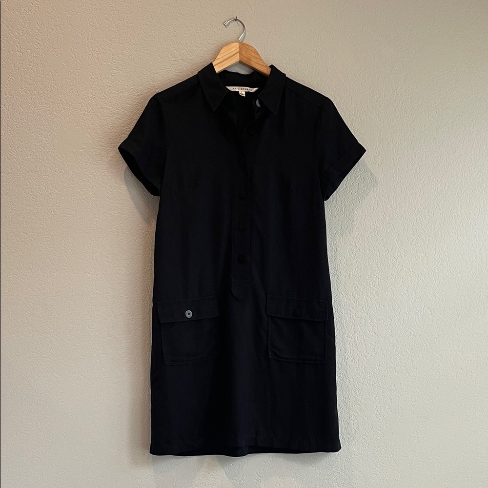 Max Studio Black Short Sleeve Shirt Dress